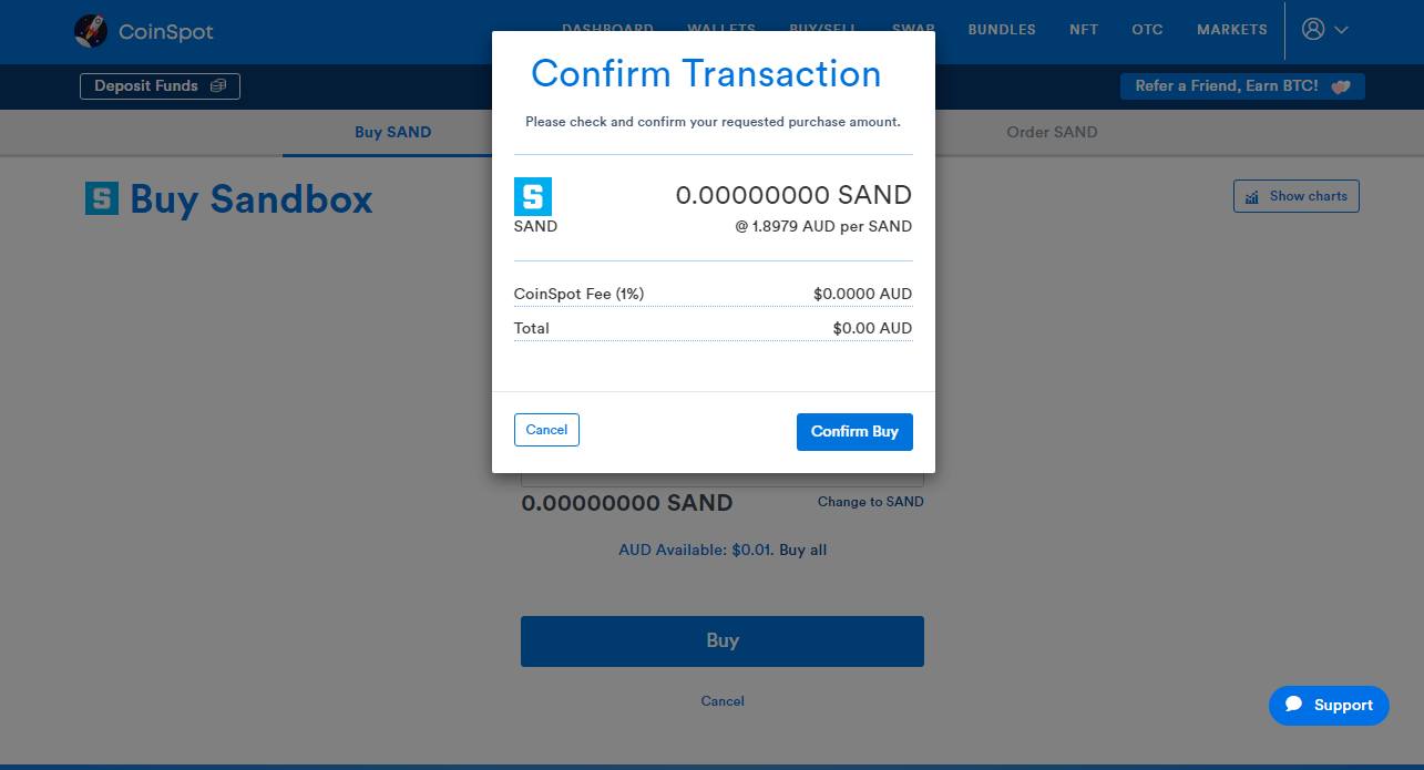Buy Sand CoinSpot